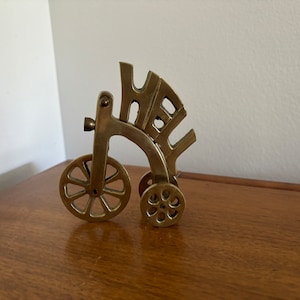 Vintage Hell on Wheels Brass Bike Figure Biking Bicycle