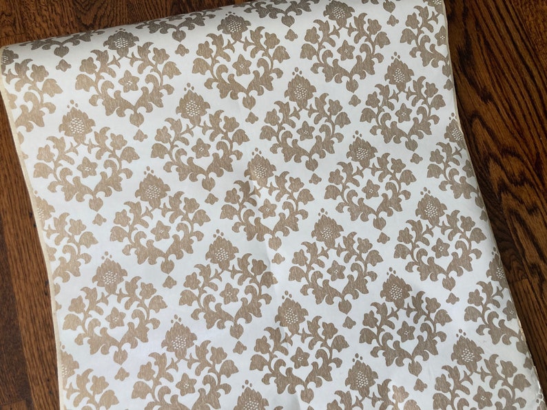 Vintage Mid Century 60's Gold Damask Contact Paper HUGE Etsy