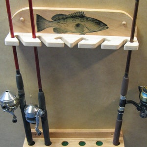 Oak Wall Mount Fishing Rod Rack