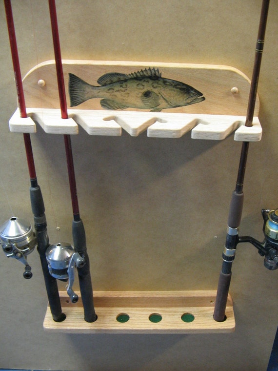 Oak Wall Mount Fishing Rod Rack -  UK