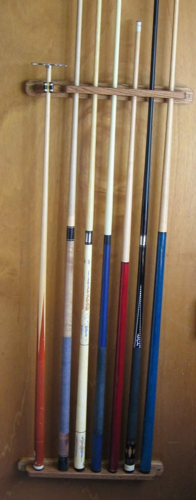 6 Pool Cue Wall Rack With Bridge Clip Etsy