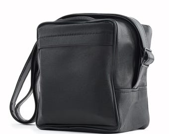 Bolsa vintage para câmera Polaroid em couro preto, estojo para câmera instantânea com alça, bolsa de viagem retrô para câmera, estojo para guardar equipamentos Polaroid.