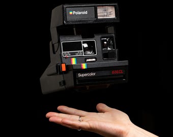 Vintage polaroid 635cl camera: refurbished instant camera, custom print with your text , instant camera