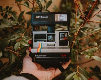 Custom camera add your text, custom polaroid rainbow 635 supercolor, polaroid 600 type, vintage camera, instant camera , photographer gift