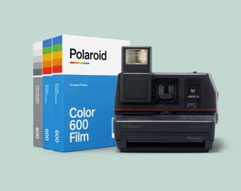 Polaroid Impulse Portrait grau | vintage 600 Sofortbildkamera | Autofokus | Retro Pointer Shooting | 90er Jahre Polaroid | Film getestet funktionsfähig