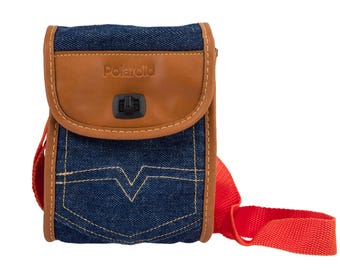 Bolsa vintage para câmera Polaroid em jeans, estojo para câmera instantânea com alça de ombro, bolsa retrô para guardar câmeras, estojo de viagem para Polaroid, presente para fotógrafos.