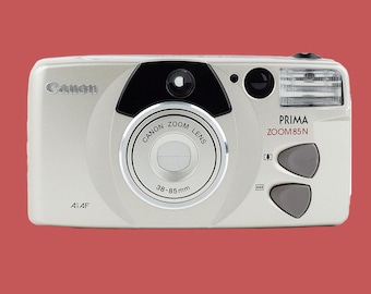 Câmera Canon Prima Zoom 85N de filme 35 mm - Câmera compacta vintage - Lente zoom 38-85 mm - Testada e funcionando