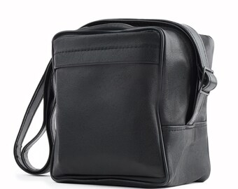 Vintage polaroid camera bag black leather style, instant camera case with strap, retro camera travel bag, polaroid storage case