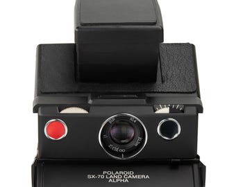 Refurbished Polaroid SX-70 Alpha Land Camera – Black & Black Vintage Instant Film