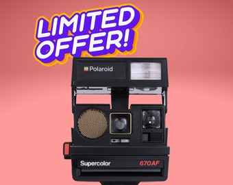 Polaroid autofocus camera, vintage polaroid camera, polaroid 670 af