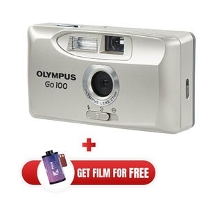 Cámara vintage Olympus Go 100, cámara compacta, cámara de película funcional, cámara vintage compacta de 35 mm