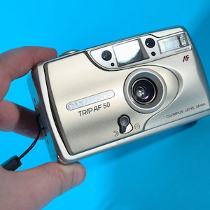 Olympus trip af50 vintage camera, point and shoot, working 35mm film camera, autofocus with flash, compact retro camera