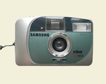 Câmera analógica Samsung Fino 20 DLX 35 mm | Câmera compacta Samsung vintage | Câmera com foco automático | Testada e funcionando