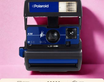 Câmera instantânea Polaroid 636 personalizada | Câmera Polaroid vintage com nome personalizado | Câmera Polaroid 600 retrô azul testada e funcionando