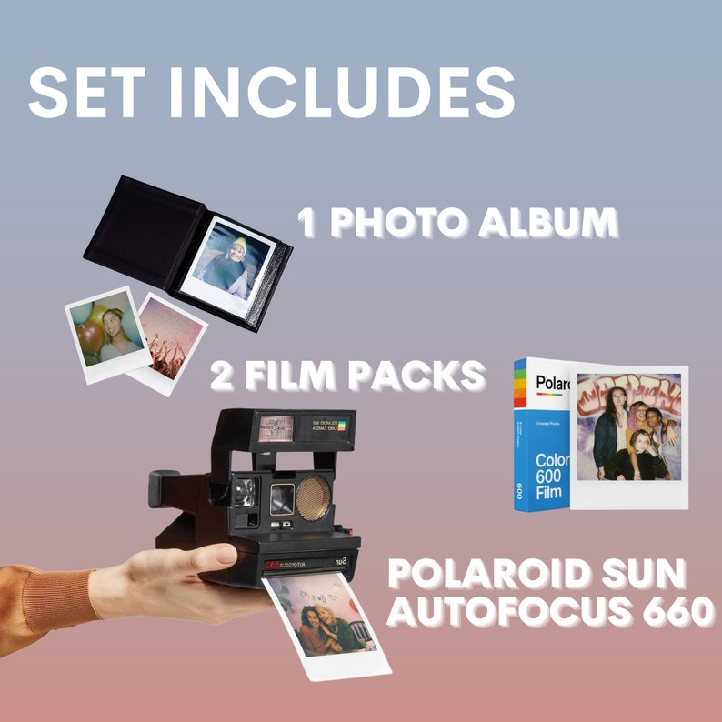 Gift set polaroid sun autofocus 660 instant camera film triple pack image 10