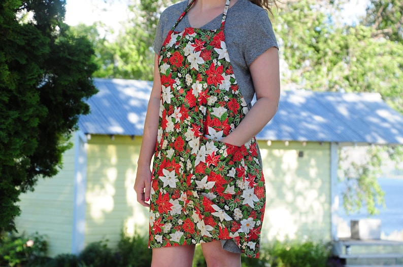 Apron Christmas Poinsettia New