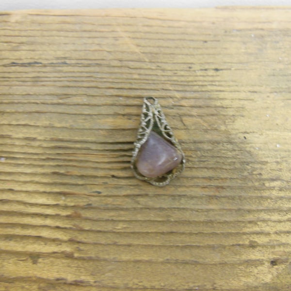 Vintage Necklace Pendant Silver with Purple Stone