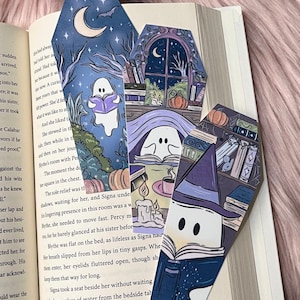 Spooky Ghost Bookmark | Halloween Bookmark | Spooky Decor| Halloween Art| Spooky Ghost Reading | Booklover| Reader Aesthetics| Bookish Gifts
