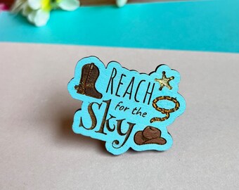 Reach for the Sky  Wood Pin | Wood Accessories | Handmade Wood Pin | Wood Lapel Pin | Whimsical Pin