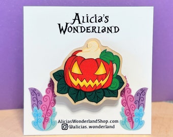 Pumpkin Mug Wood Pin | Spooky pin | Fan Art Pin | Spooky Mug | Halloween Accessories | Spooky Pin