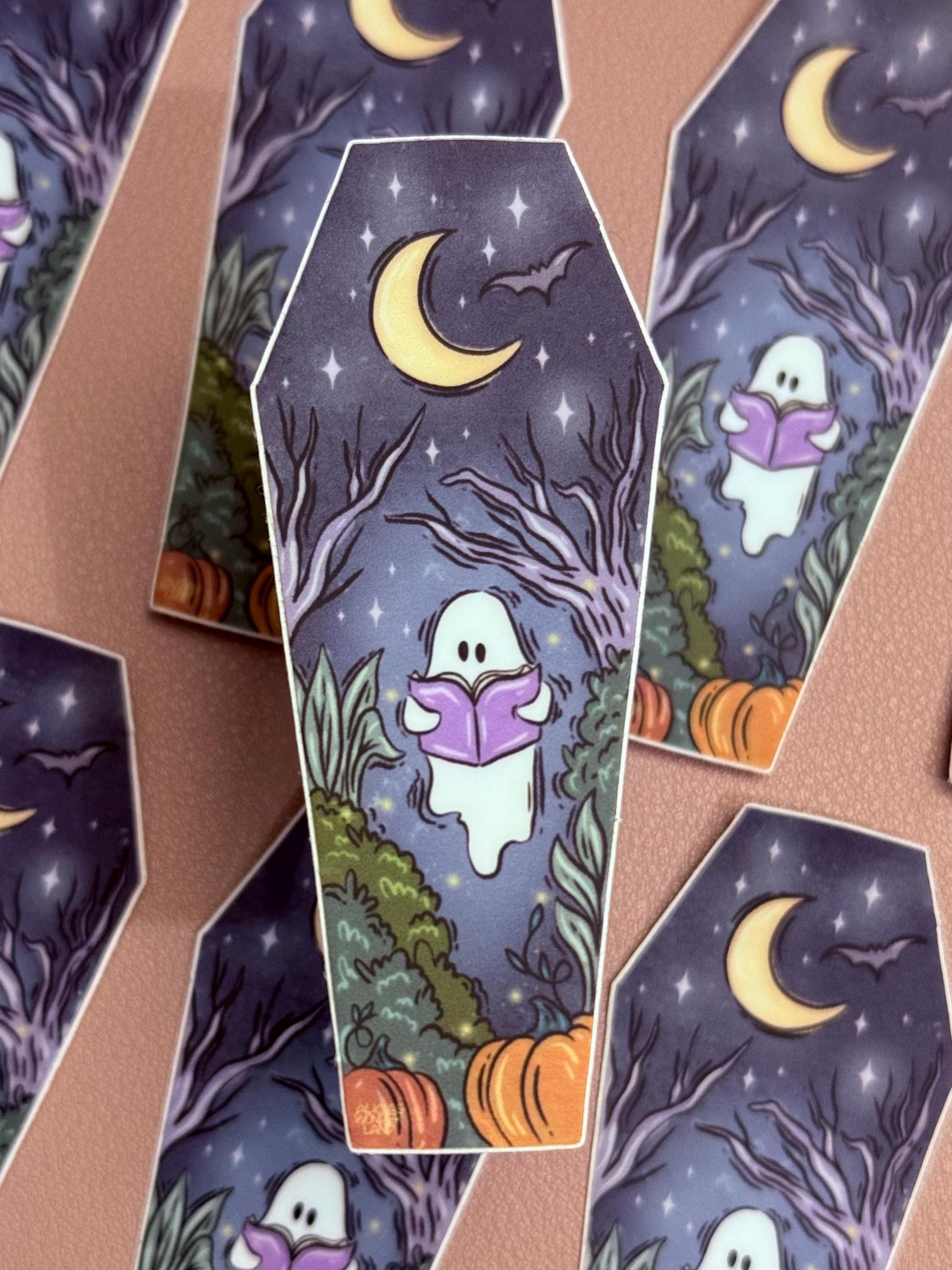 Midnight Reads Sticker | Cute Spooky Ghost Reading | Sticker for Book ...