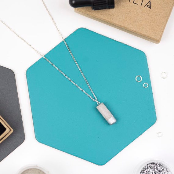 Concrete Mini Column Necklace - Silver Dipped // Statement Necklace // Architectural Necklace // Brutalist Necklace