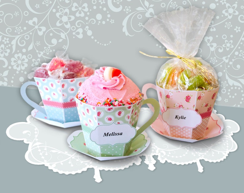 Tea cup shabby chic gift box personalize personalise paper Etsy