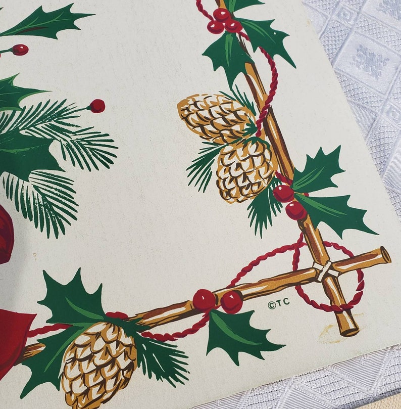 Vinyl Placemats Christmas Holly 17 x 13 Inch Retro Tableware Etsy
