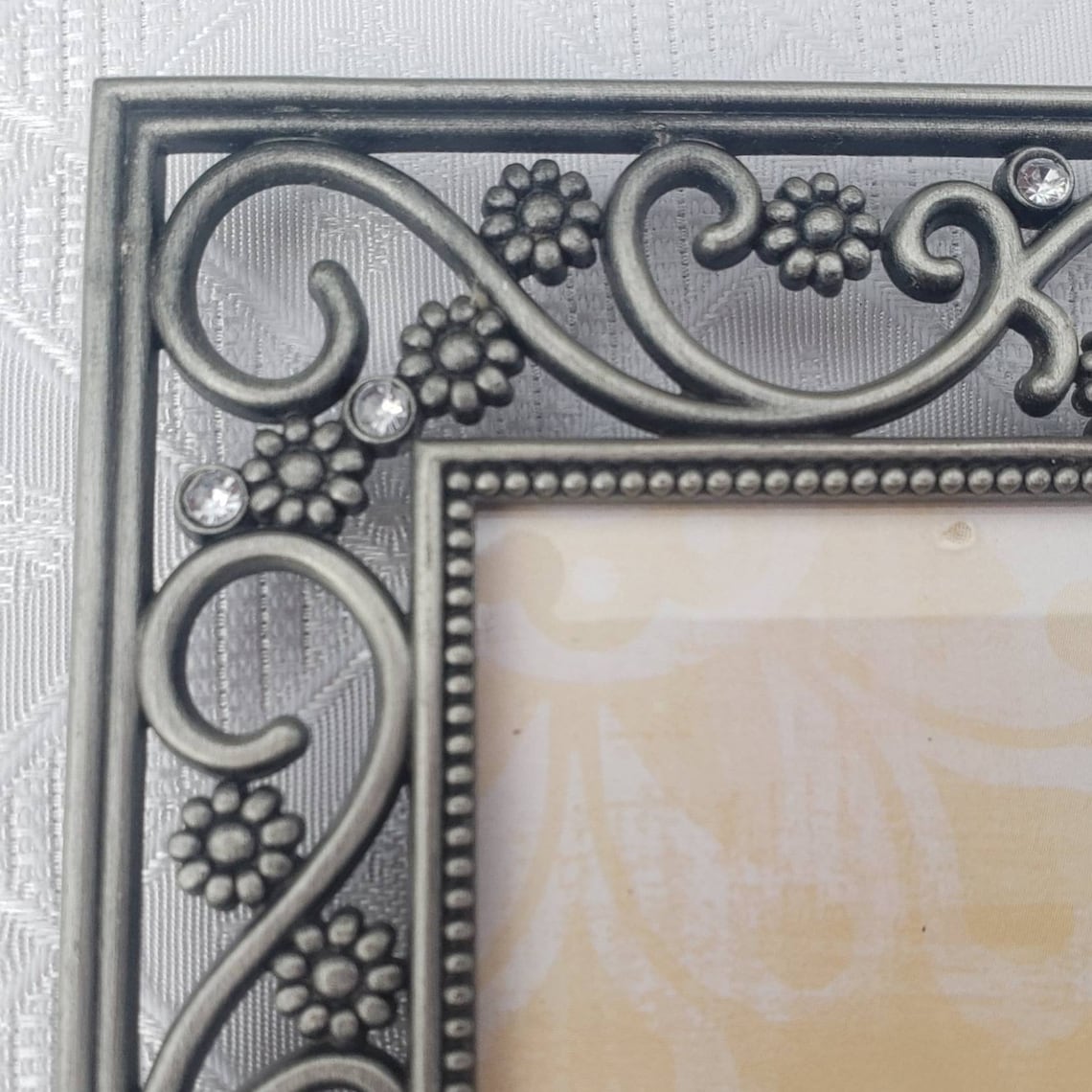 Floral Pewter Picture Frame for 4x6 Inch Photo Scrolls and Etsy