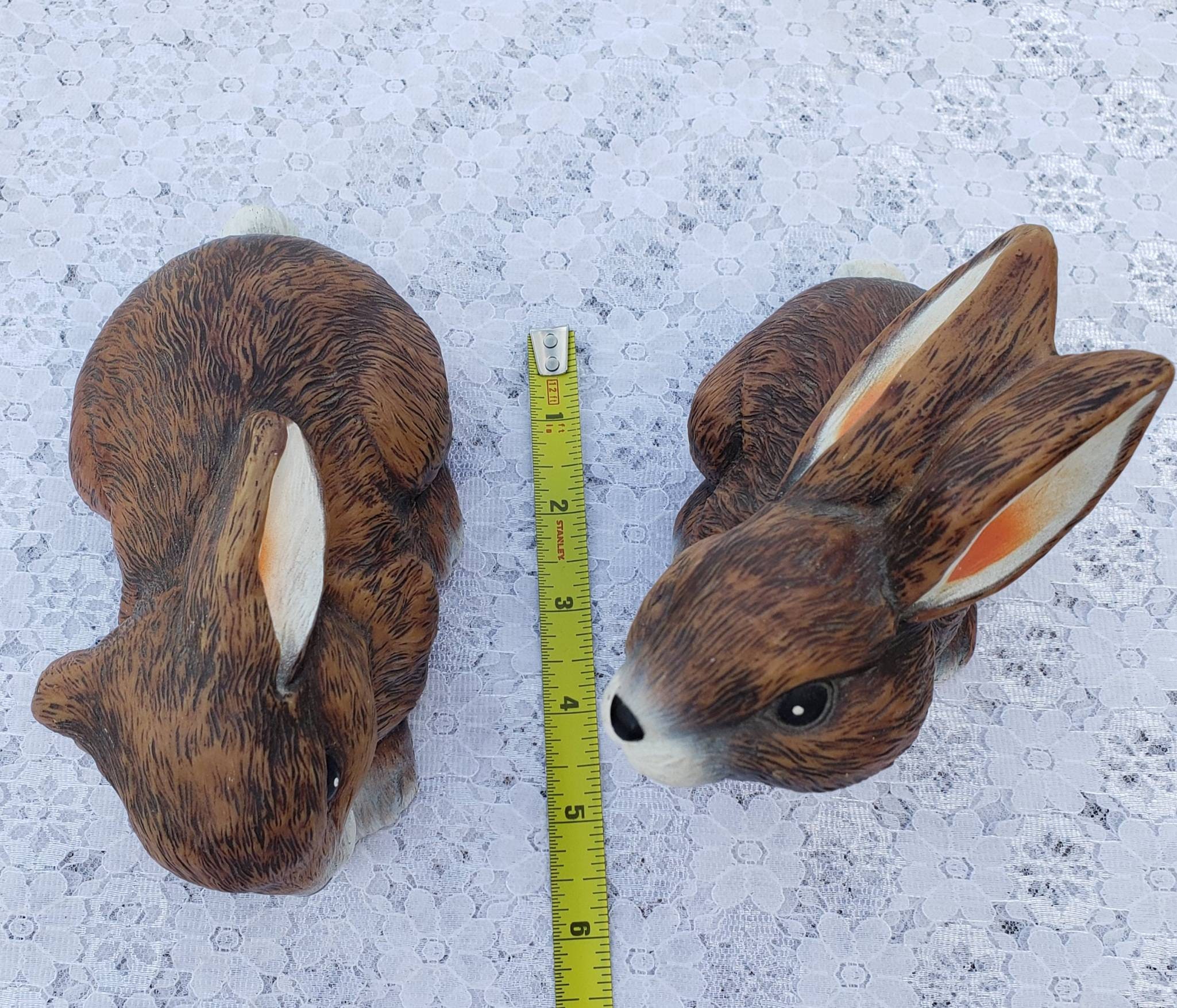 Two Vintage Bunny Rabbits Figurines Plastic Easter Decor Etsy