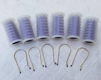 Six CS15 Large Hairsetter Replacement or Extra Hot Rollers Purple Curlers with 6 Pins Clips, Pageant Holiday, Conair Easy Start