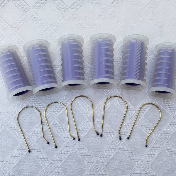 Six CS15 Large Hairsetter Replacement or Extra Hot Rollers Purple Curlers with 6 Pins Clips, Pageant Holiday, Conair Easy Start