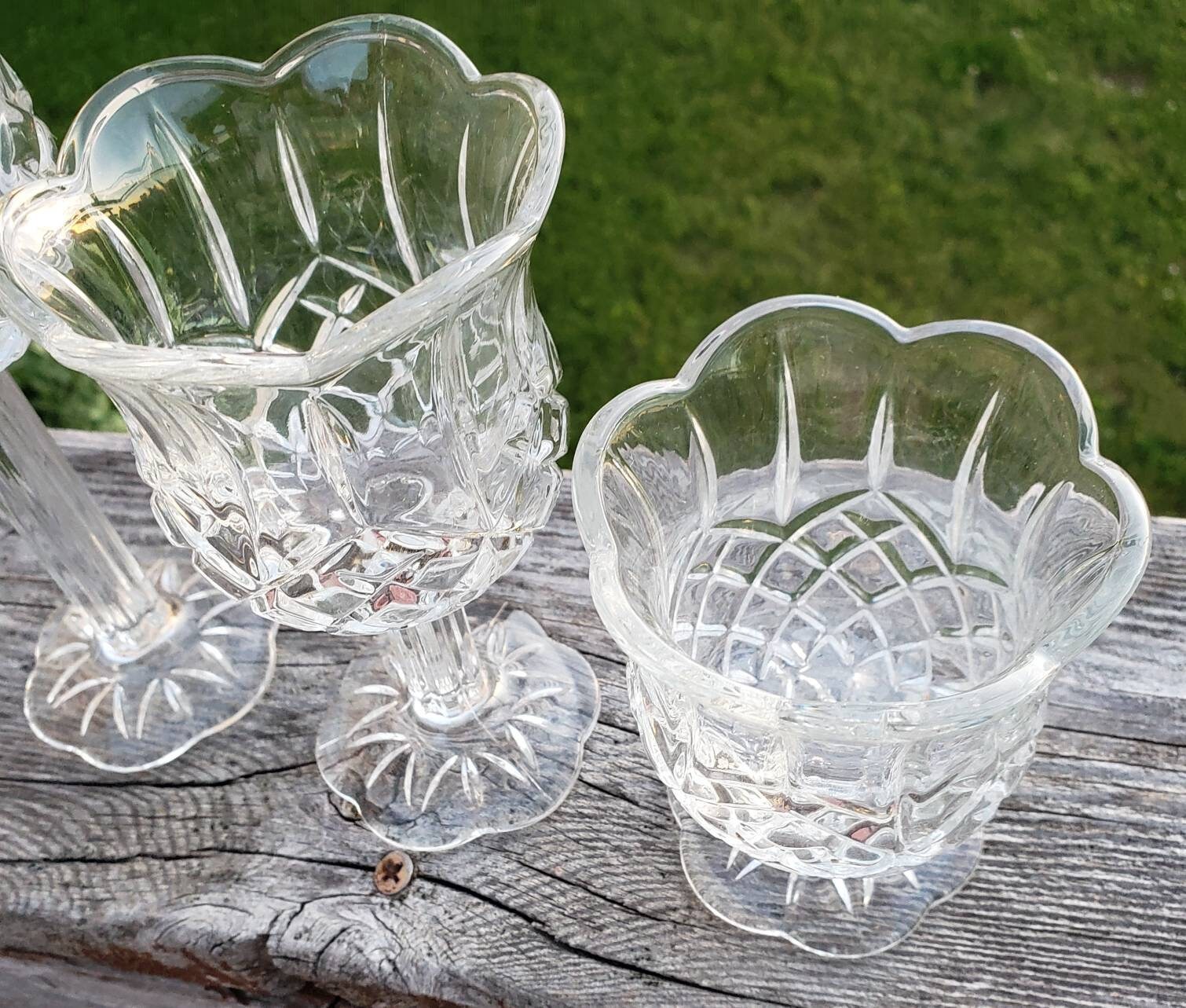 Glass Stemmed Candle Holders Set 1122B D New in Box Clear Etsy