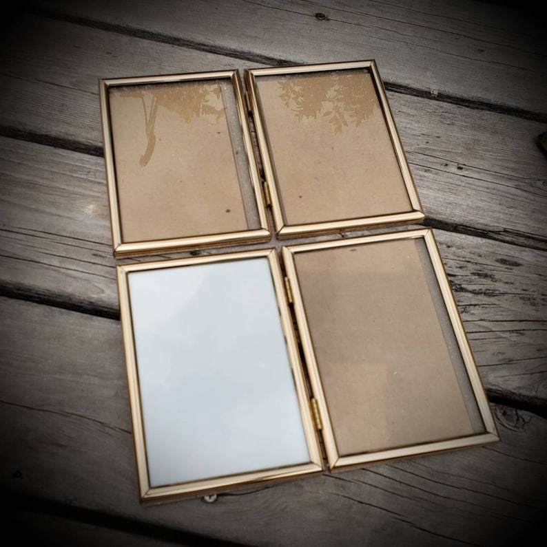 Gold Tone Double Picture Frames Intercraft Hinged Frame with Glass Set of 2 Fits 5x7 Photographs Home Decor Framing