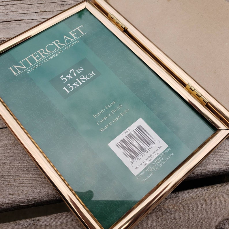 Gold Tone Double Picture Frames Intercraft Hinged Frame with Glass Set of 2 Fits 5x7 Photographs Home Decor Framing