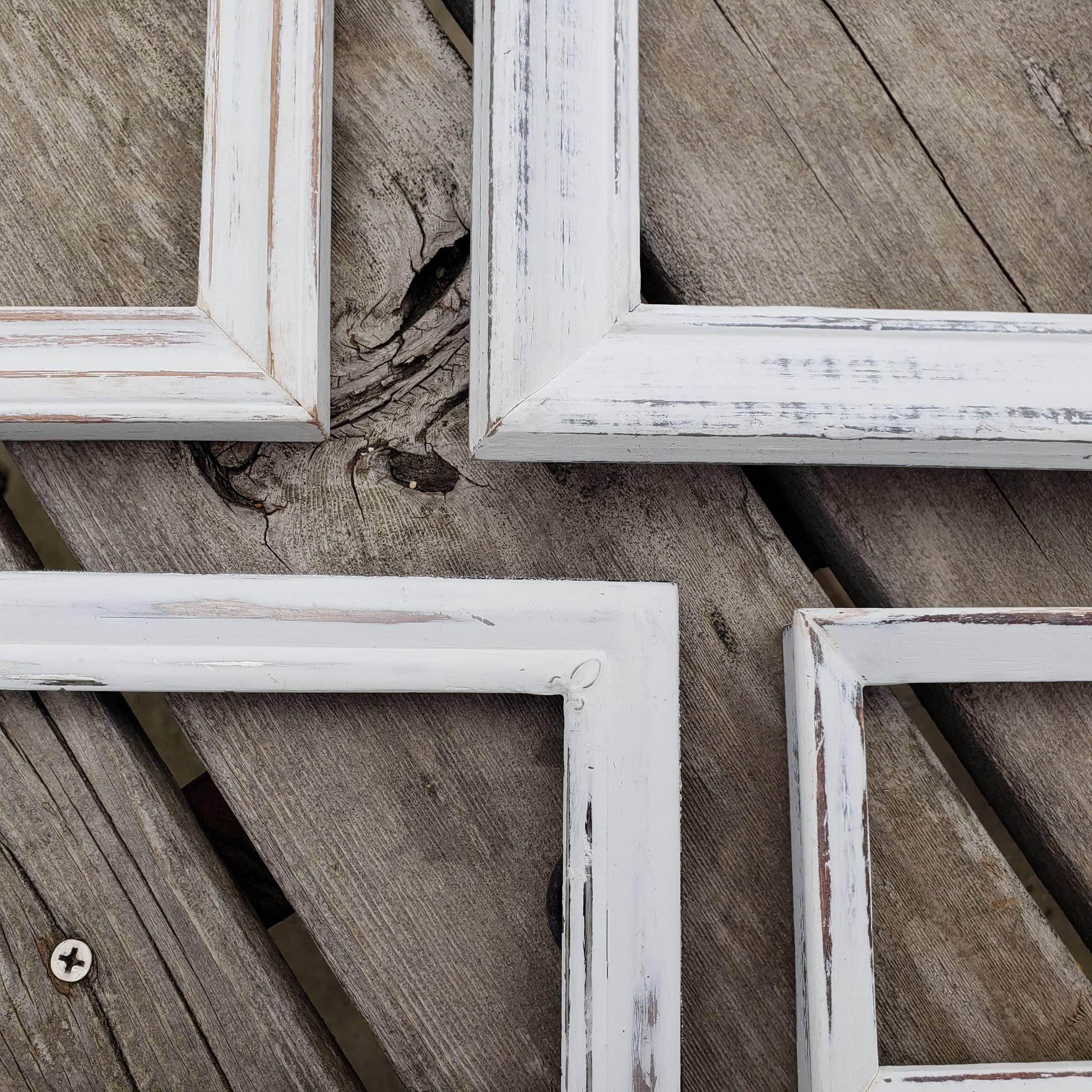 Set of 4 Whitewashed Picture Frames Wooden One Metal NO Etsy