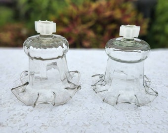 Glass Votive Cups PETTICOAT Victorian Ruffled Fluted, Set of 2, Peg Candle Holders for Sconces Home Interiors HOMCO