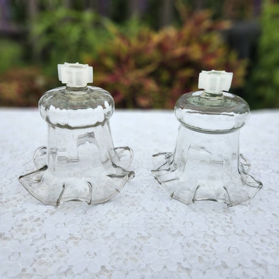 Glass Votive Cups PETTICOAT Victorian Ruffled Fluted Set of 2