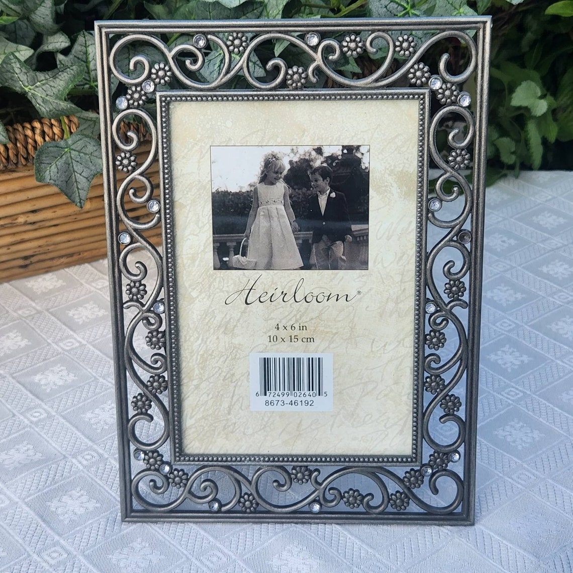Floral Pewter Picture Frame for 4x6 Inch Photo Scrolls and Etsy