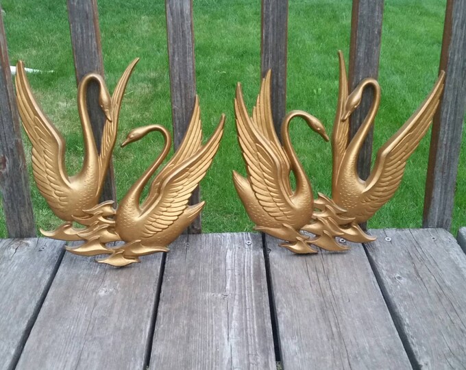 Sexton Swans Cast Metal Bird Plaques Home Decor Lot Set Pair Etsy