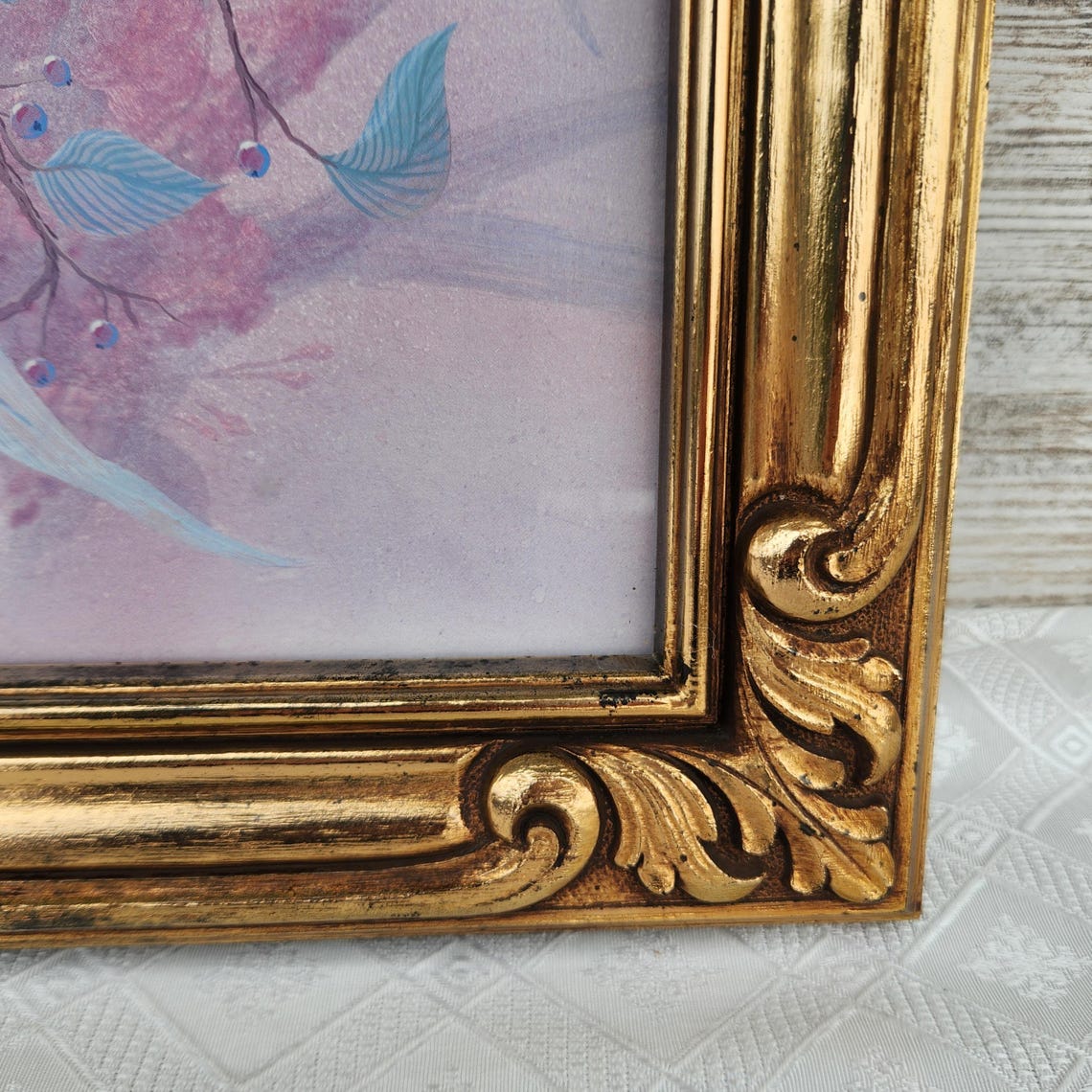 Large Gold Picture Frame Syroco HOMCO Home Interiors Wall Decor Glass ...