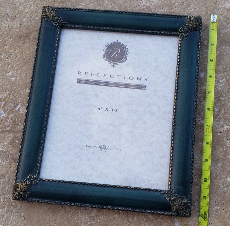 Ornate Jade Fancy Frame Wall Decor with Gold Accents for 8x10 Inch Photos Portraits Vintage Reflections by The Weston Gallery