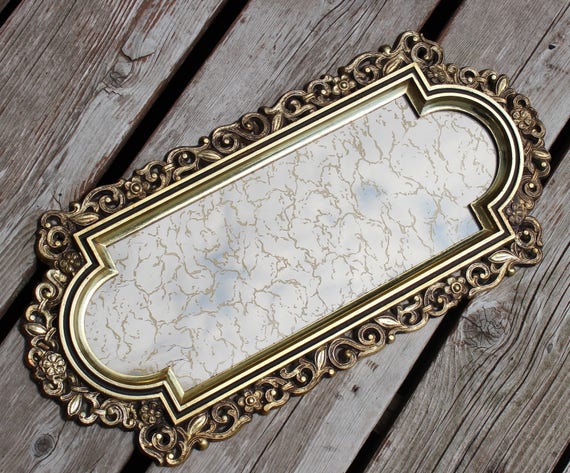 Vintage Smokey Mirror Metal Ornate Frame With Le Effect Metal Ornate Frame With Le Effect