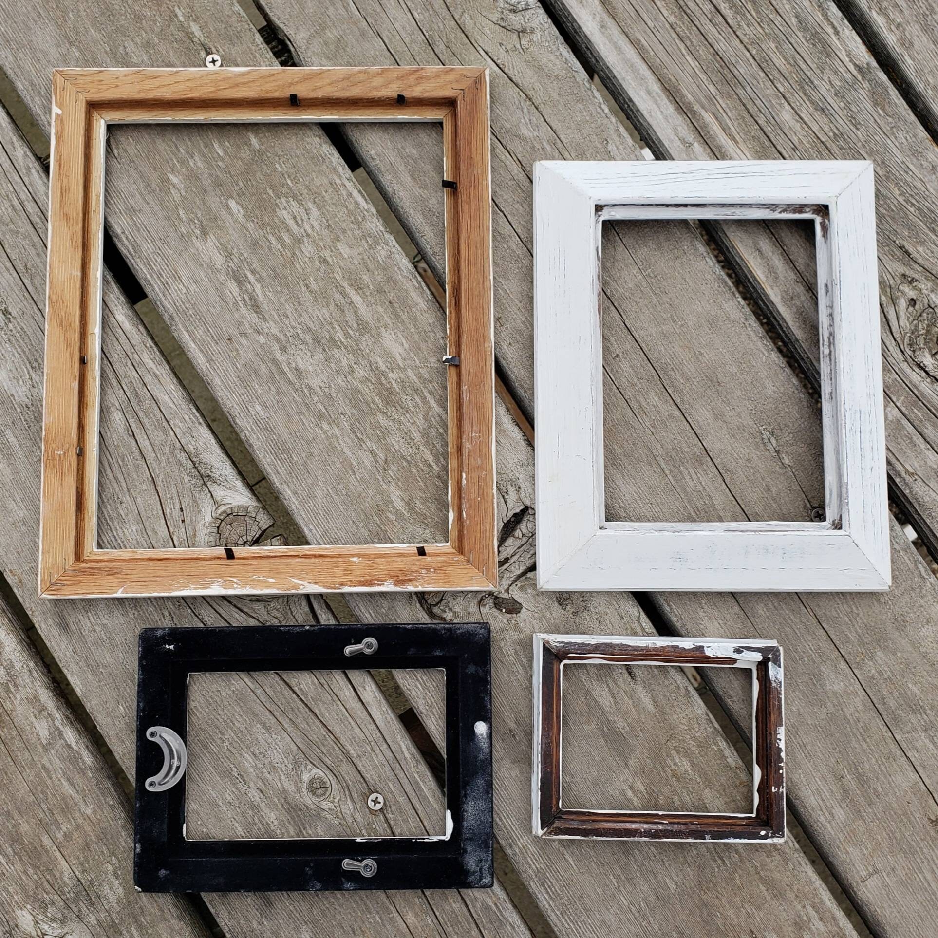 Set of 4 Whitewashed Picture Frames Wooden One Metal NO Etsy