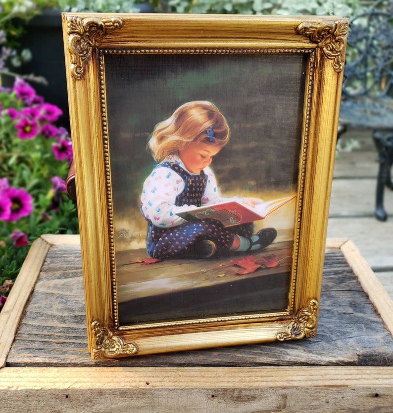 Ornate Gold Picture Frame, 1992 QUIET TIME Donald Zolan, Girl Re