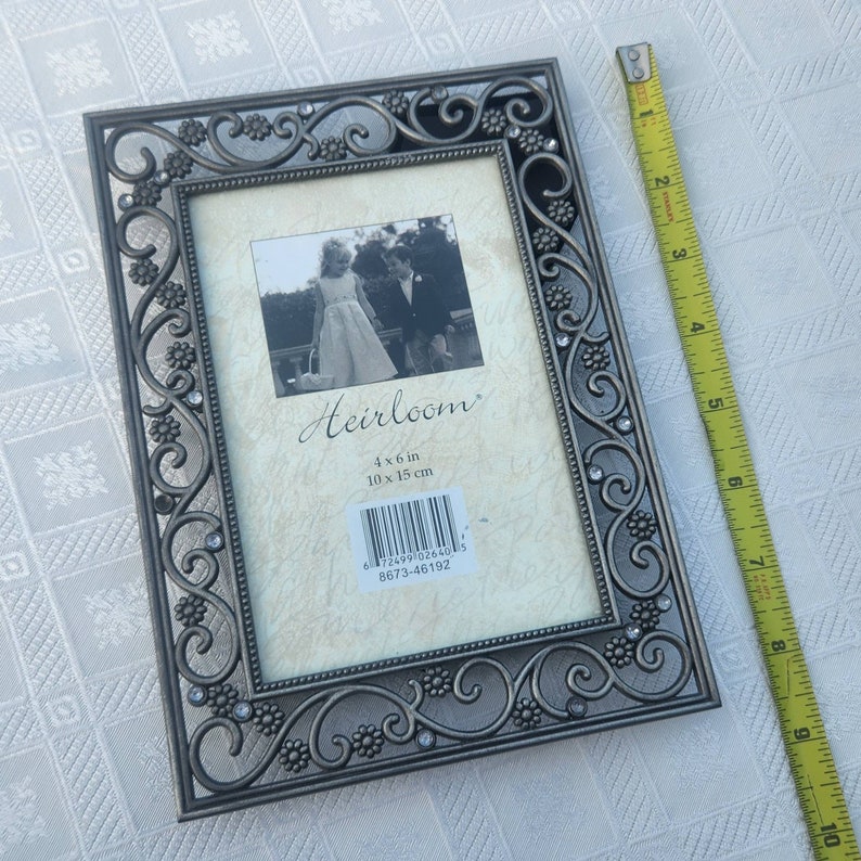 Floral Pewter Picture Frame for 4x6 Inch Photo Scrolls and Etsy