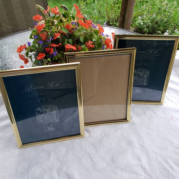 Three 8x10 Brass Picture Frames Fetco Beacon Hill Laquered Image 0