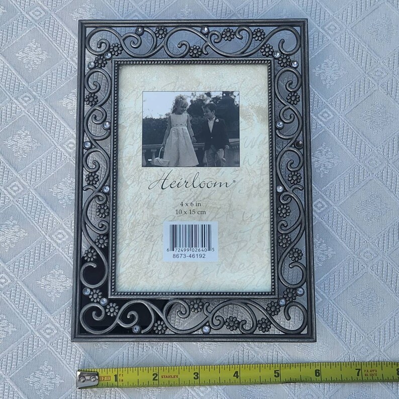 Floral Pewter Picture Frame for 4x6 Inch Photo Scrolls and Etsy