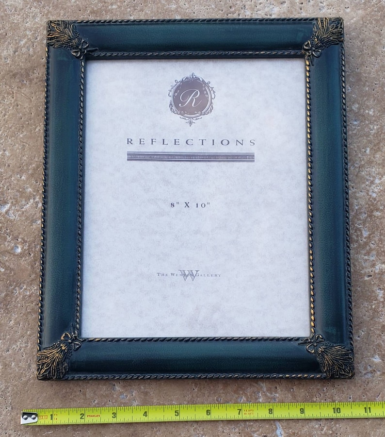 Ornate Jade Fancy Frame Wall Decor with Gold Accents for 8x10 Inch Photos Portraits Vintage Reflections by The Weston Gallery