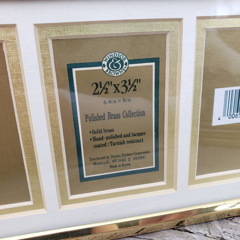 Wallet Size Triple Picture Frame 2 x 3 with Matting 1993 Dayton Hudson Home Decor Photo Framing Gold Tone